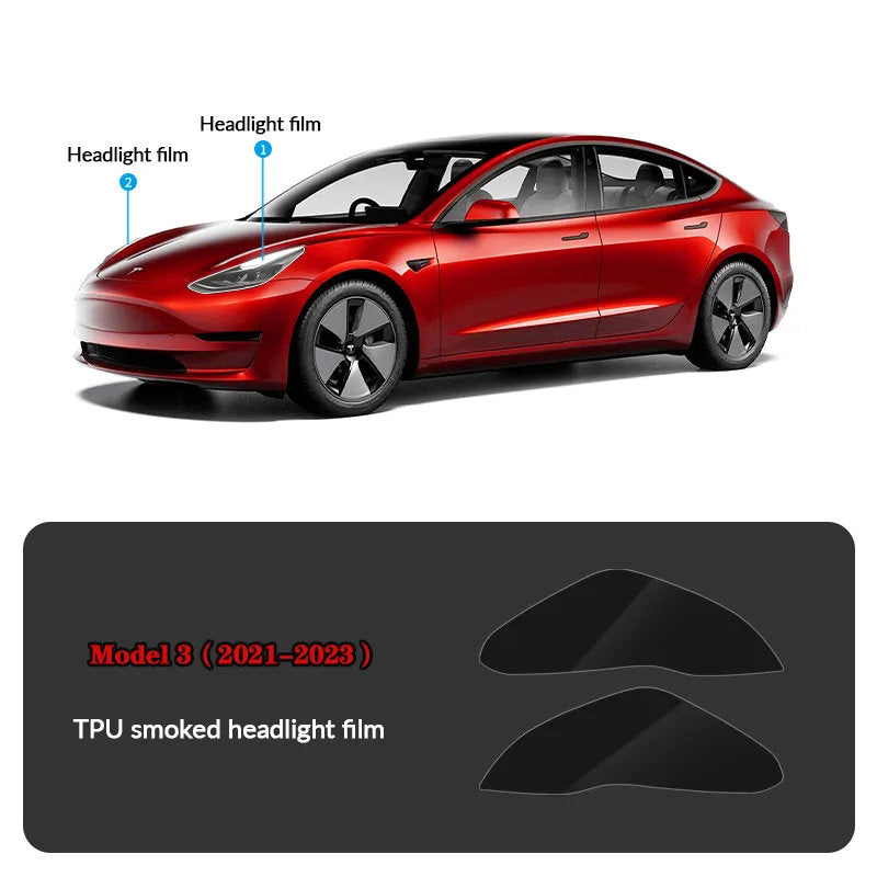Compatible with Tesla Model 3 (2021-2023.10) Headlights and Taillight Protection Film - Teskay