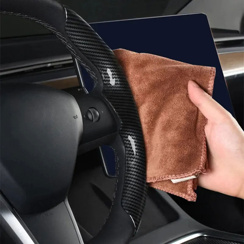Faux Carbon Fiber Texture Anti-Slip Steering Wheel Cover for Tesla Model 3/Y/X/S - Teskay