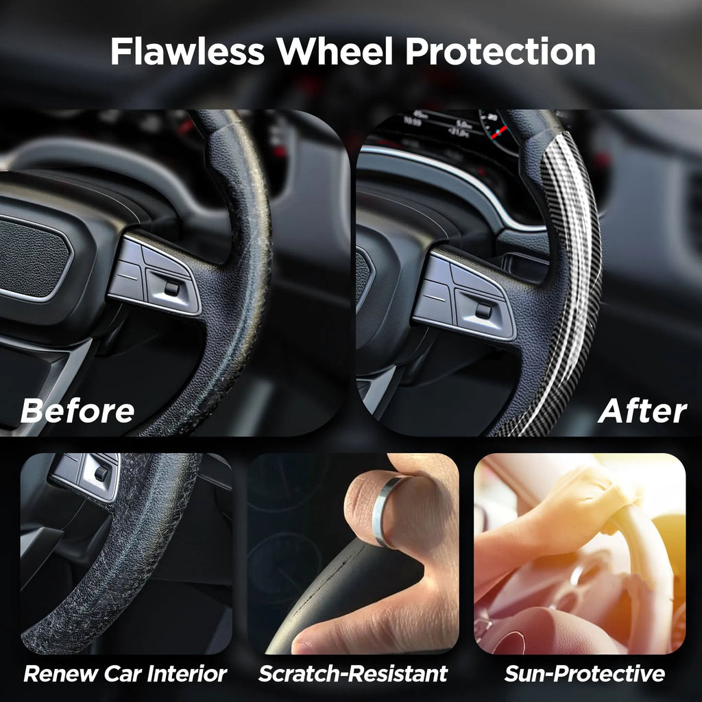 Faux Carbon Fiber Texture Anti-Slip Steering Wheel Cover for Tesla Model 3/Y/X/S - Teskay