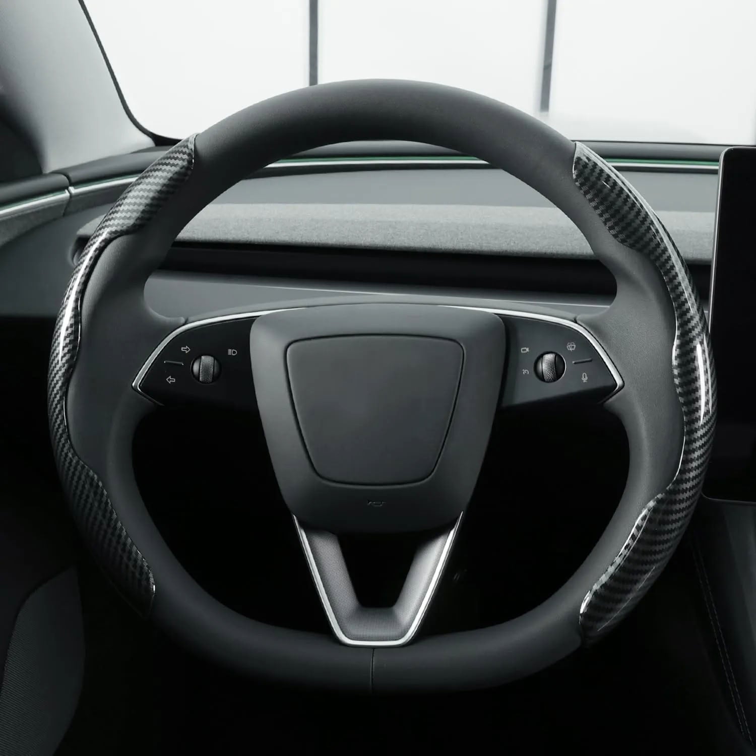 Faux Carbon Fiber Texture Anti-Slip Steering Wheel Cover for Tesla Model 3/Y/X/S - Teskay