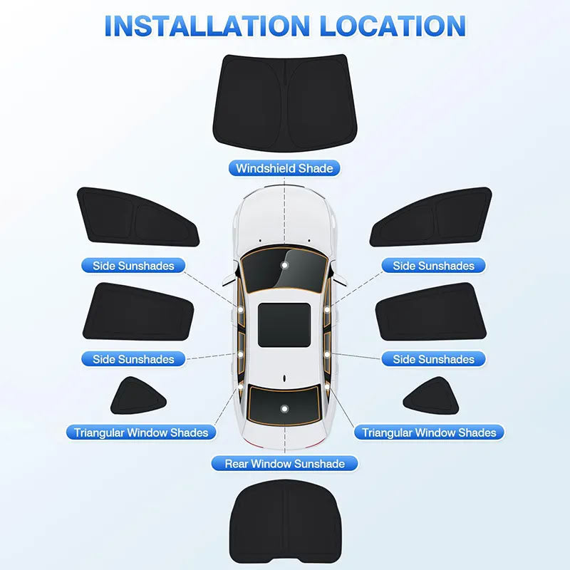 Full Set of 8 Side Window Sunshades for Tesla Model 3/Y - Teskay