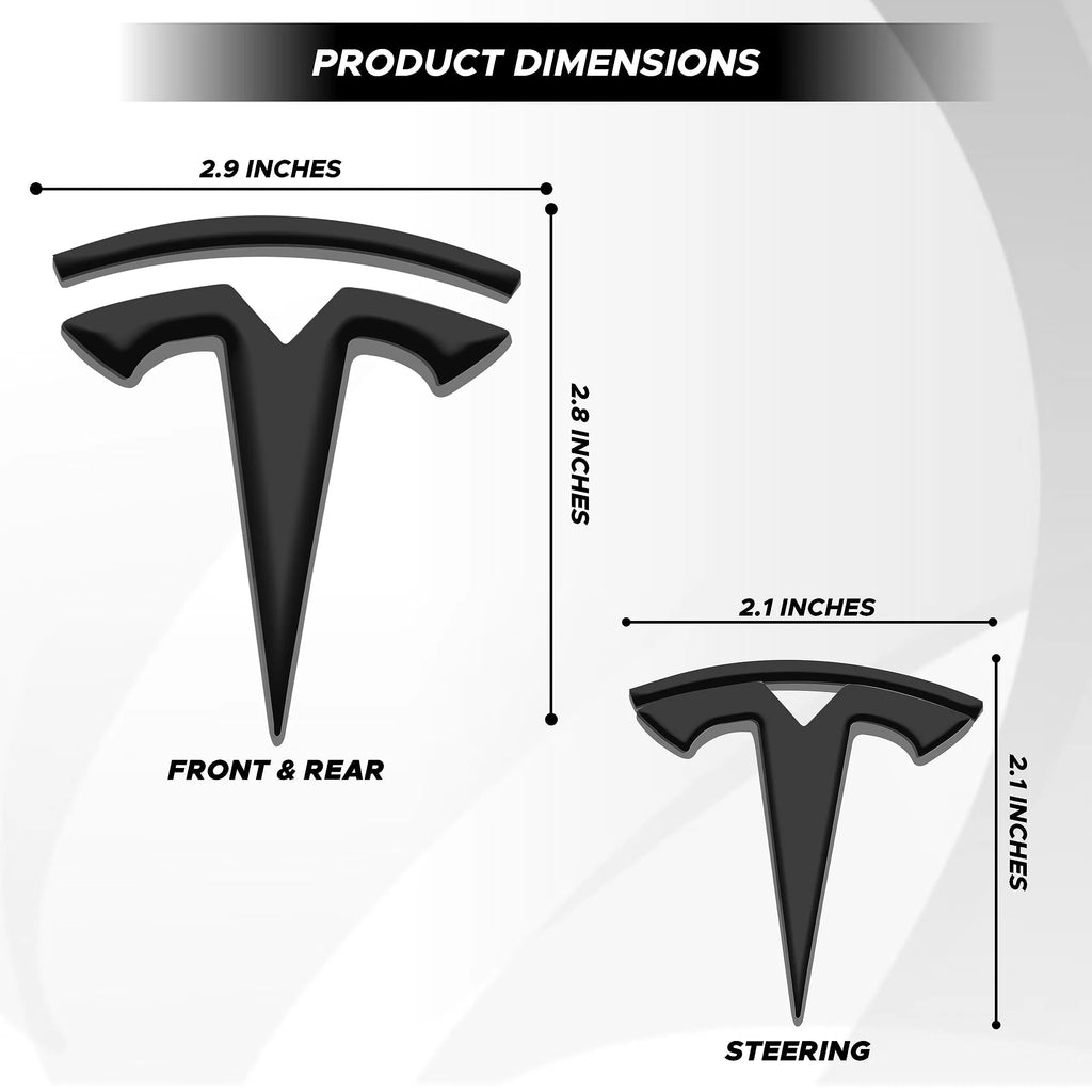 Glossy Carbon Fiber Emblem Cover Sticker for Tesla Model 3 (2017-2023) / Y (2020-2024) 3-Piece Kit - Teskay