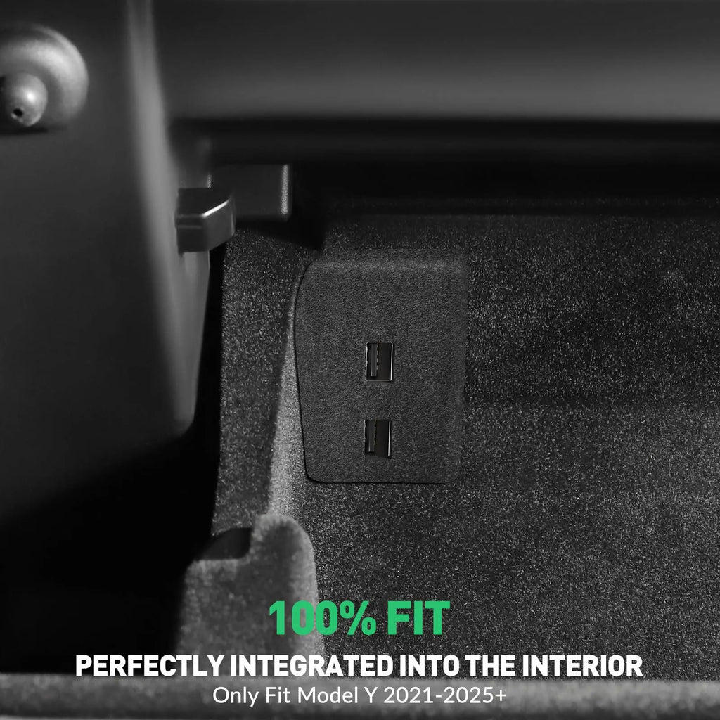 Glovebox USB Hub for Tesla Model Y / Model 3 Highland – Multi-Port ABS Flocking Dock - Teskay