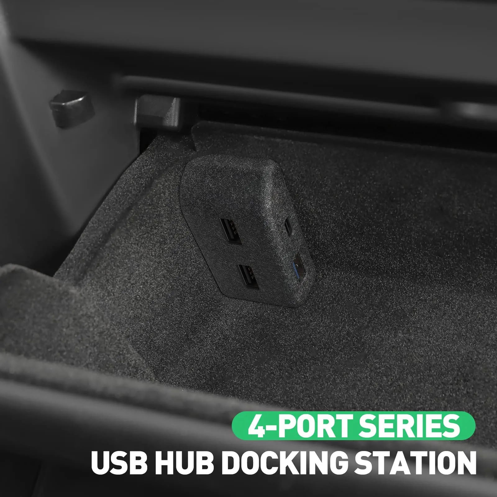 Glovebox USB Hub for Tesla Model Y / Model 3 Highland – Multi-Port ABS Flocking Dock - Teskay