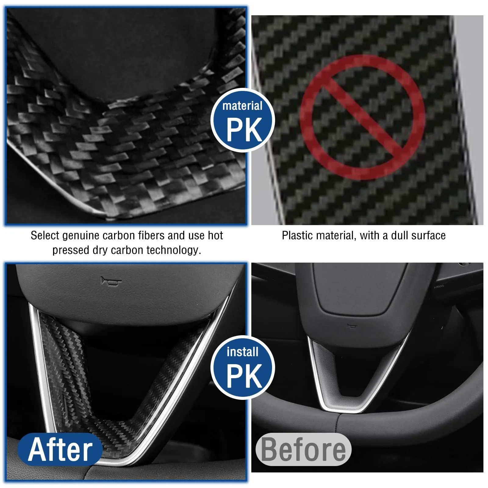 Real Carbon Fiber Steering Wheel Cover for Model 3 Highland/Model Y Juniper - Teskay