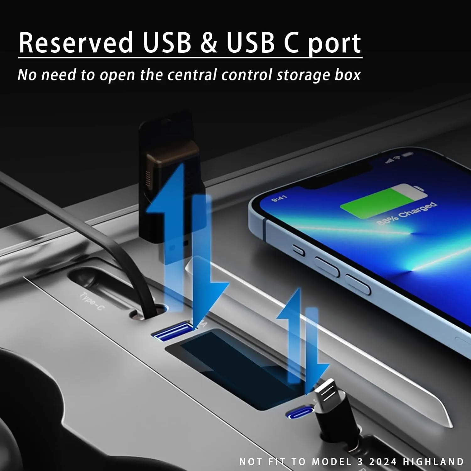 Retractable USB Hub for Tesla Model 3/Y（2021-2023） - Teskay