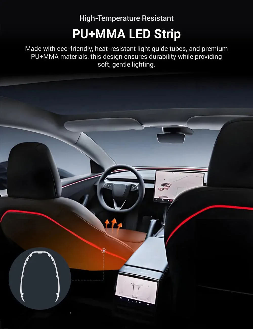 Seat Back Ambient Lighting for Tesla Model 3 Highland 2024+ / New Model Y 2025+ (Set of 2) - Teskay