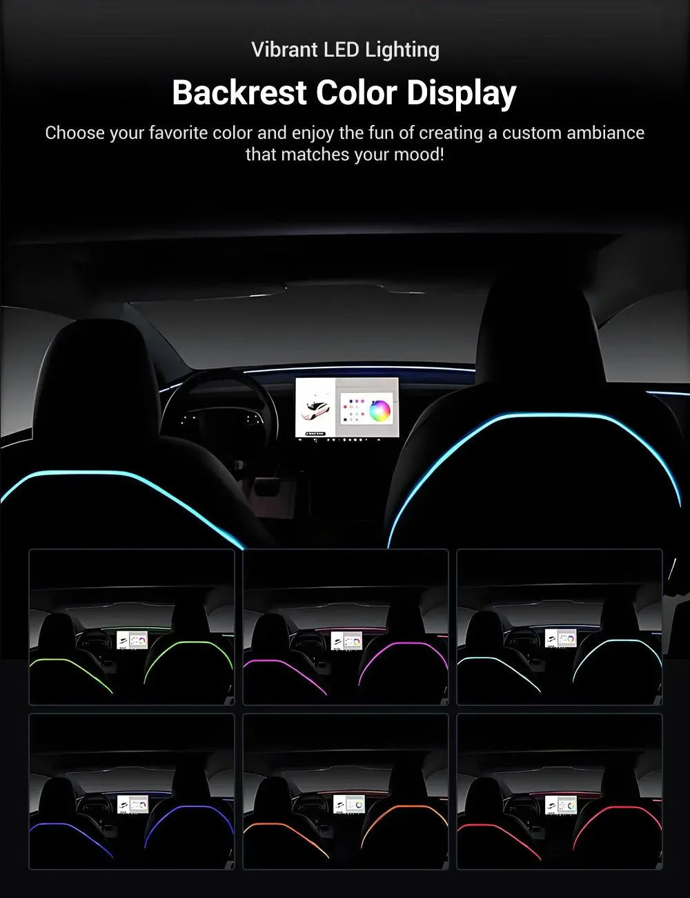 Seat Back Ambient Lighting for Tesla Model 3 Highland 2024+ / New Model Y 2025+ (Set of 2) - Teskay