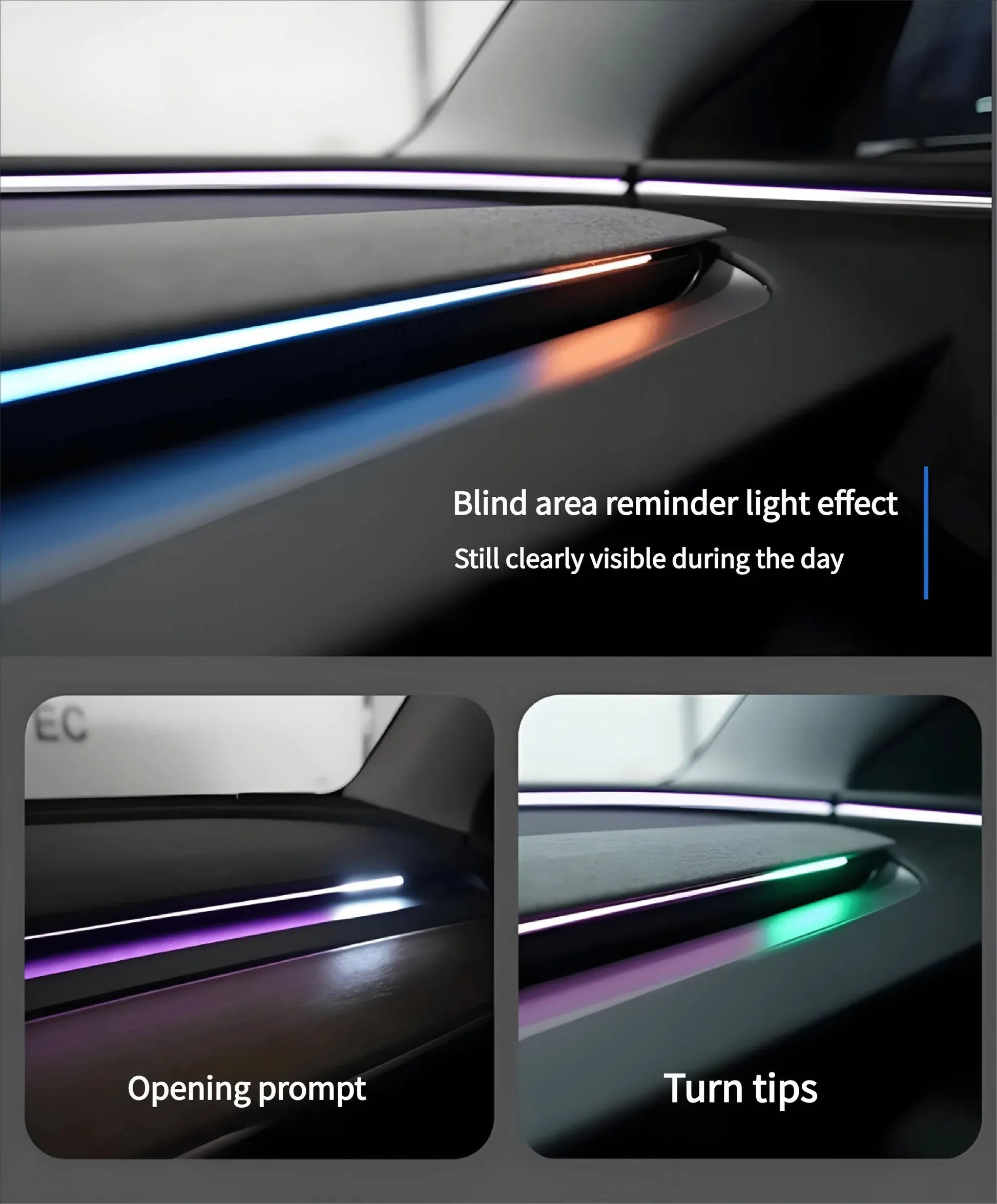 Smart BSD Blind Spot Monitor RGB Ambient Alert Lights for Tesla Model 3/Y - Teskay