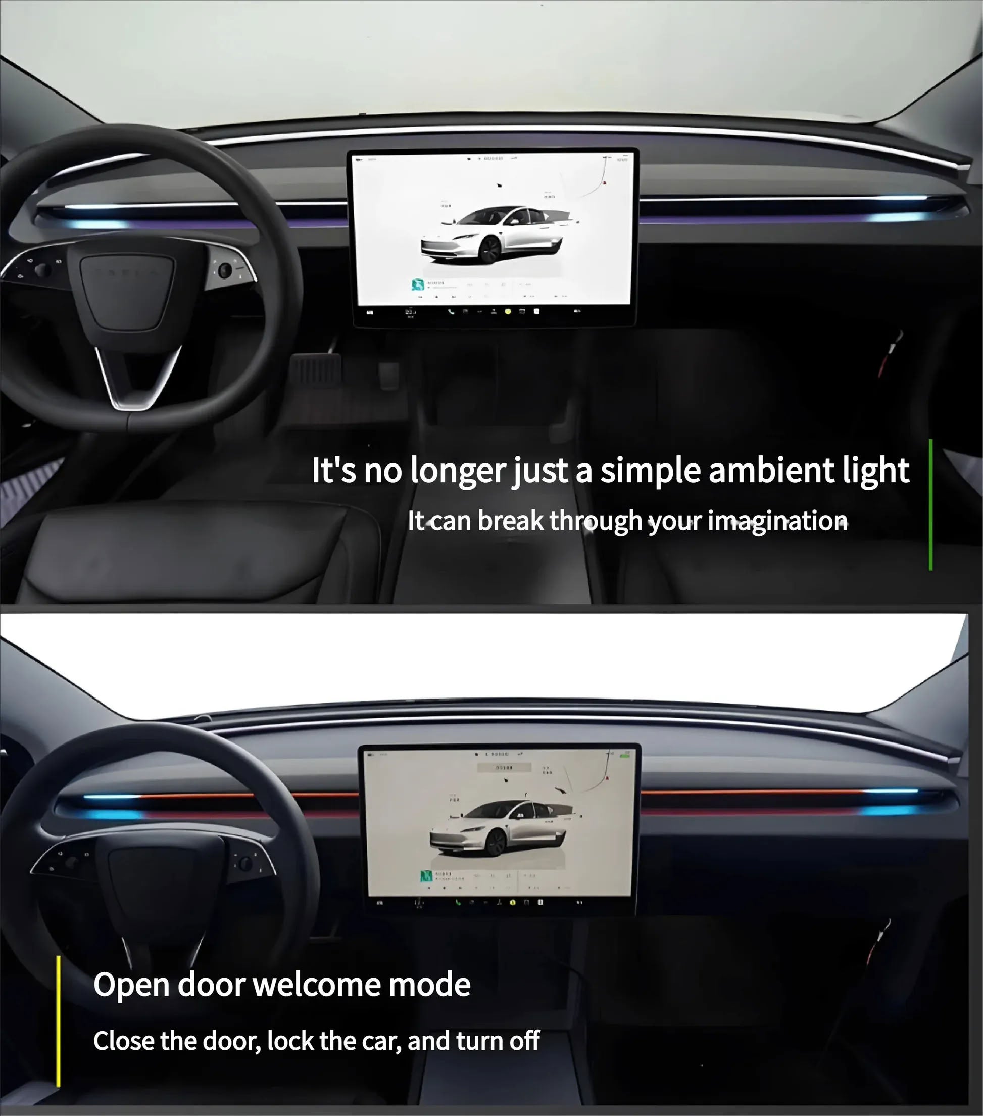 Smart BSD Blind Spot Monitor RGB Ambient Alert Lights for Tesla Model 3/Y - Teskay