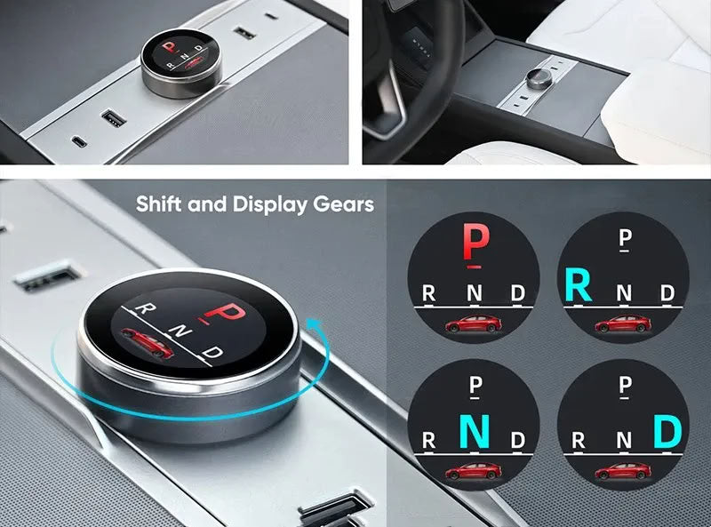 Smart Rotating Gear Shift Dock for Tesla Model 3 Highland - With Display and Quick Charge Ports - Teskay