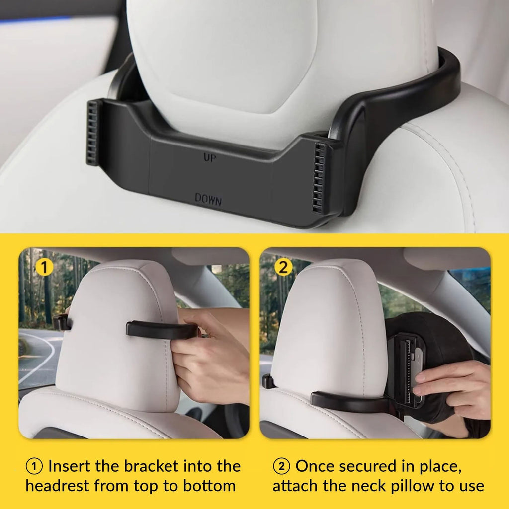 Suede Memory Foam Neck Pillow for Tesla Model 3/Y - Height Adjustable - Teskay
