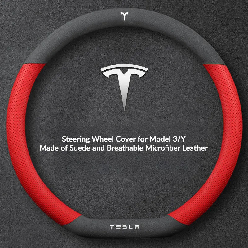 Suede Steering Wheel Cover for Tesla Model 3/Y - Teskay