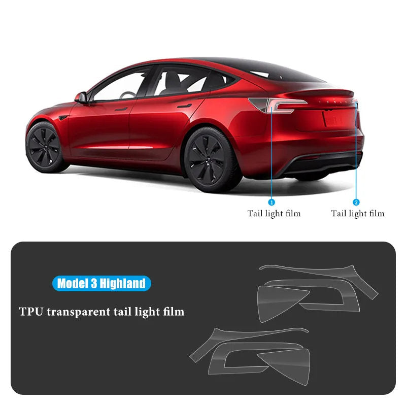 TPU HD Front and Rear Light Protective Film for Tesla Model 3 Highland 2024+ - Teskay