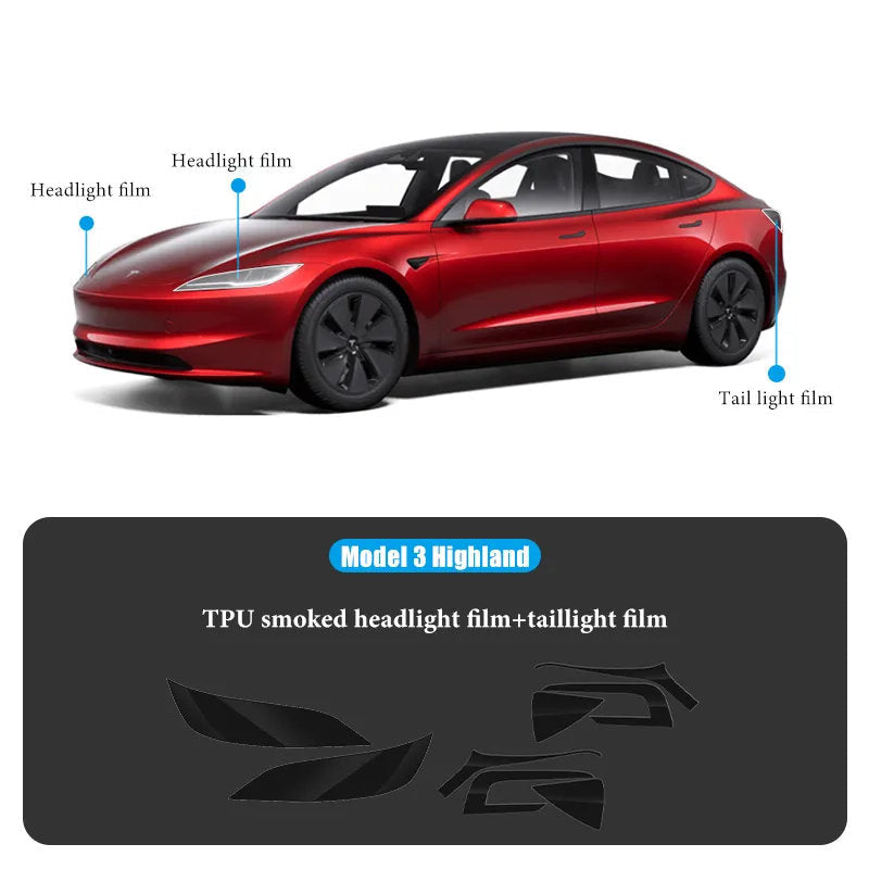 TPU HD Front and Rear Light Protective Film for Tesla Model 3 Highland 2024+ - Teskay