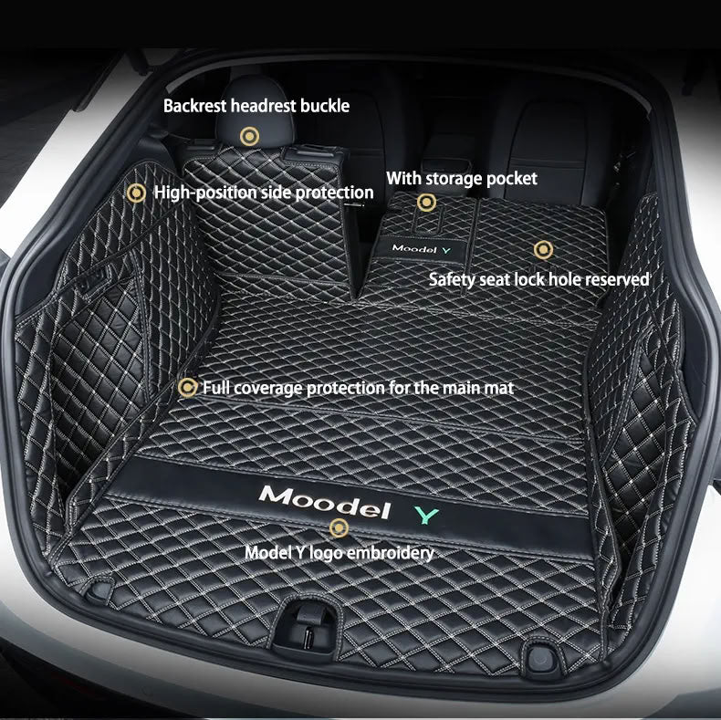Tesla Model Y Trunk Mats – Waterproof, Soundproof, Stain-Resistant - Teskay