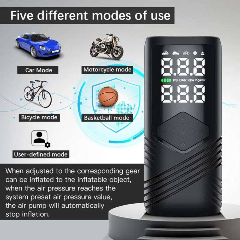 Tesla Smart Wireless Inflatable Pump – 150 PSI, 5000mAh Battery, Portable & Intelligent Tire Inflato - Teskay