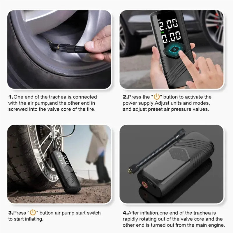 Tesla Smart Wireless Inflatable Pump – 150 PSI, 5000mAh Battery, Portable & Intelligent Tire Inflato - Teskay