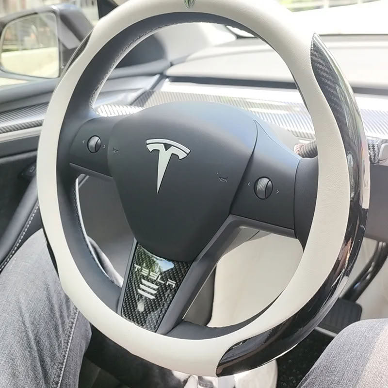 Tesla Model 3/Y Carbon Fiber Texture Steering Wheel Decorative Sticker - Teskay