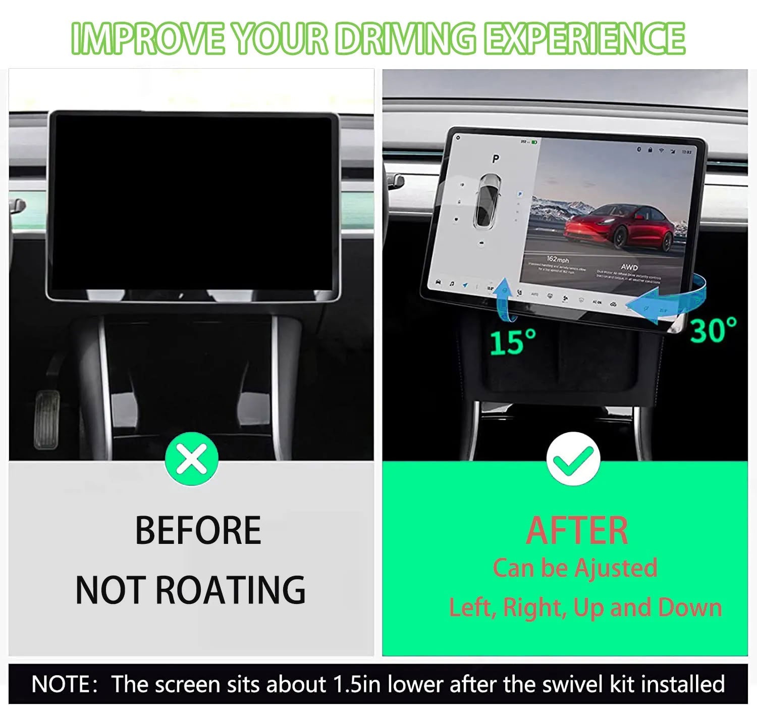 Swiveling Screen Mount Kit for Tesla Model 3/Y - Teskay