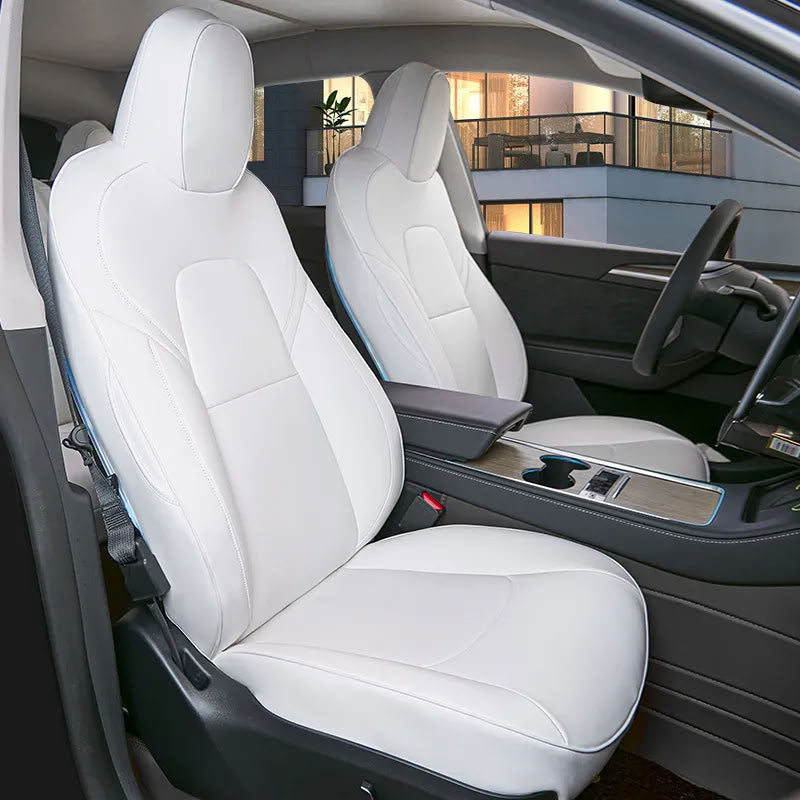 Tesla Model 3/Y Nappa Leather Seat Covers (5-Seat Models) – Airbag & Seat Belt Compatible - Teskay