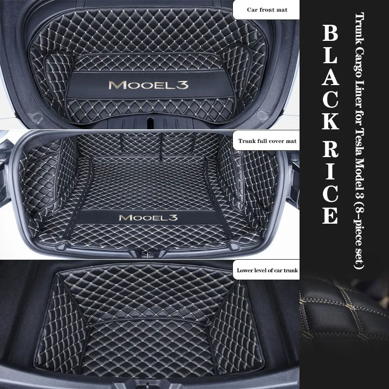 Tesla Model 3 Trunk Mats (8-Piece Set) - Waterproof, Soundproof, Stain-Resistant - Teskay