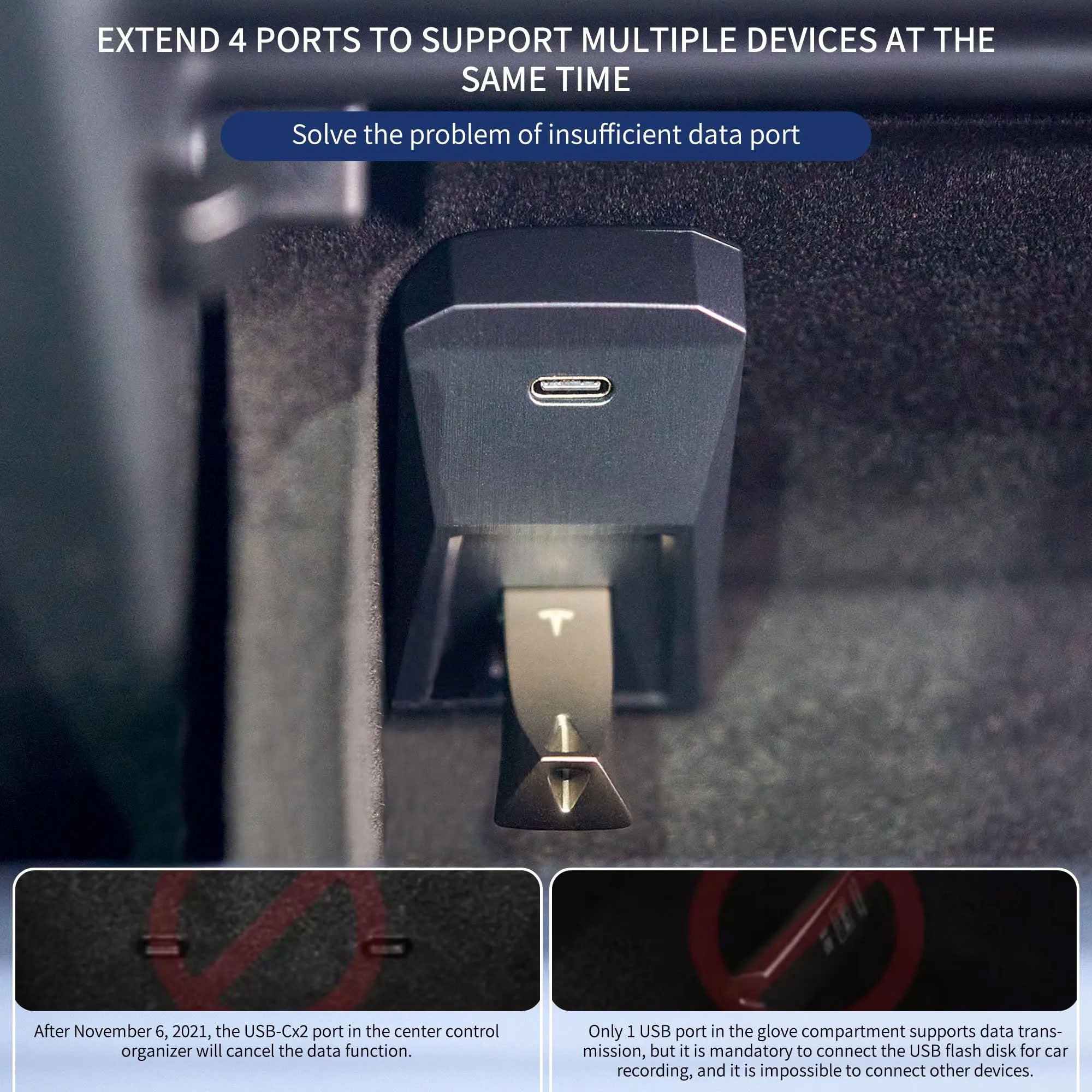 Tesla Model Y / Model 3 USB Glovebox Charging Hub - Teskay