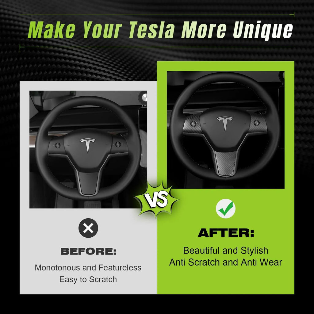 True Carbon Fiber Steering Wheel Patch for Tesla Model 3/Y - Teskay