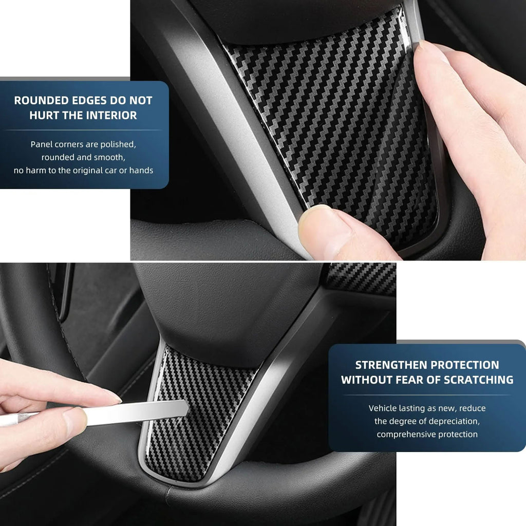 True Carbon Fiber Steering Wheel Patch for Tesla Model 3/Y - Teskay