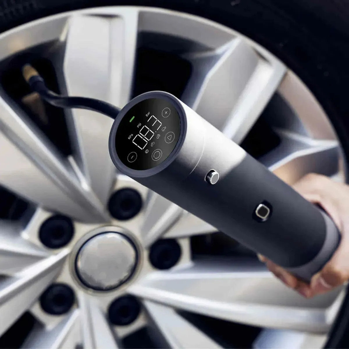 Two-in-One Cordless Vacuum Cleaner and Tire Inflator for Tesla – Handheld, HEPA Filter, High Suction Power, Smart Inflation - Teskay