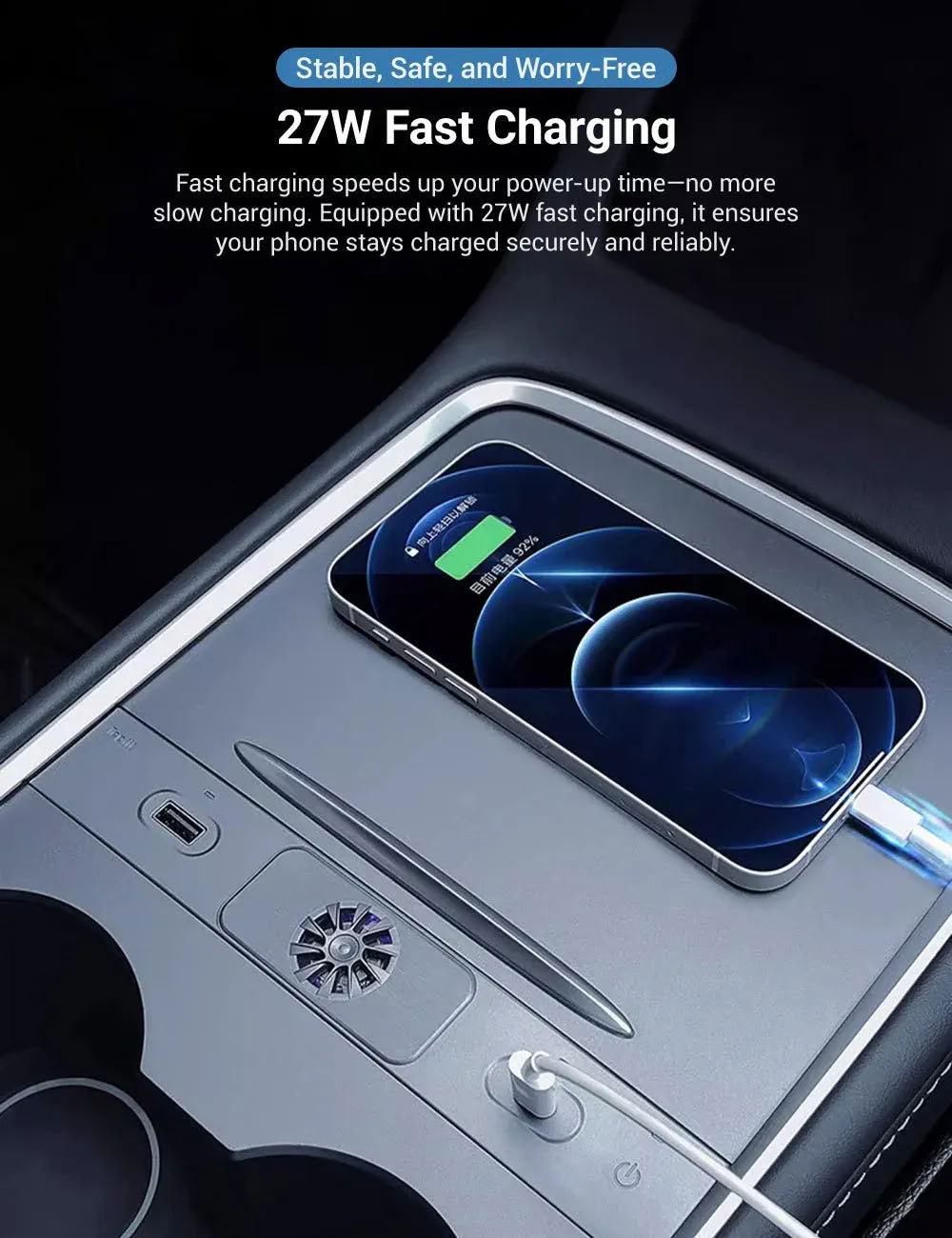 USB Hub Docking Station with Aromatherapy for Tesla Model 3/Y (2020-2024) – Fast Charging & Integrated Scent Diffuser - Teskay