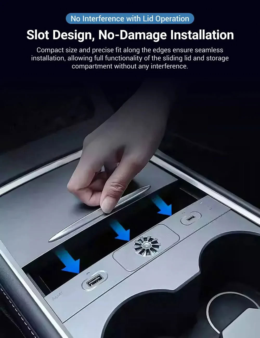 USB Hub Docking Station with Aromatherapy for Tesla Model 3/Y (2020-2024) – Fast Charging & Integrated Scent Diffuser - Teskay