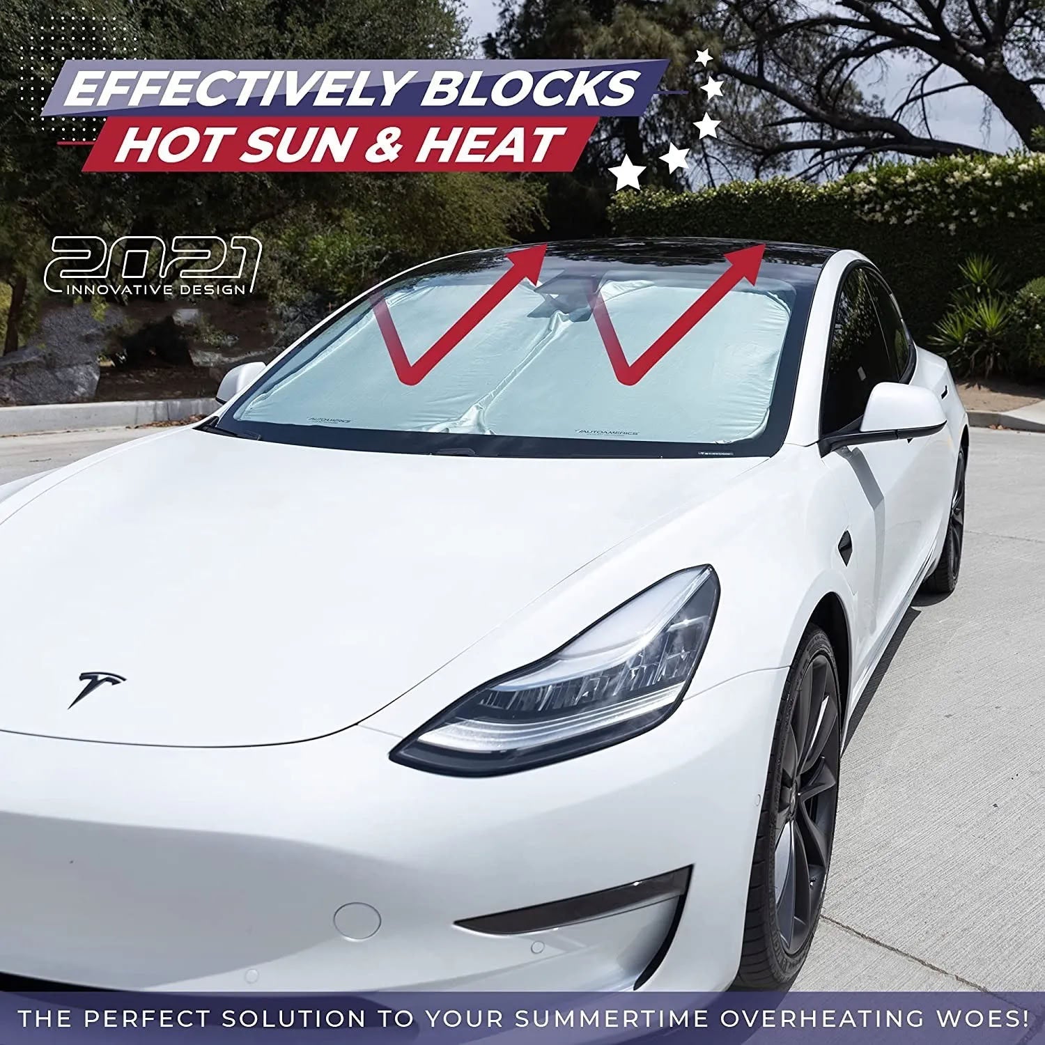 Windshield Sunshade for Tesla Model 3/Y – UV Protection,Foldable Storage - Teskay