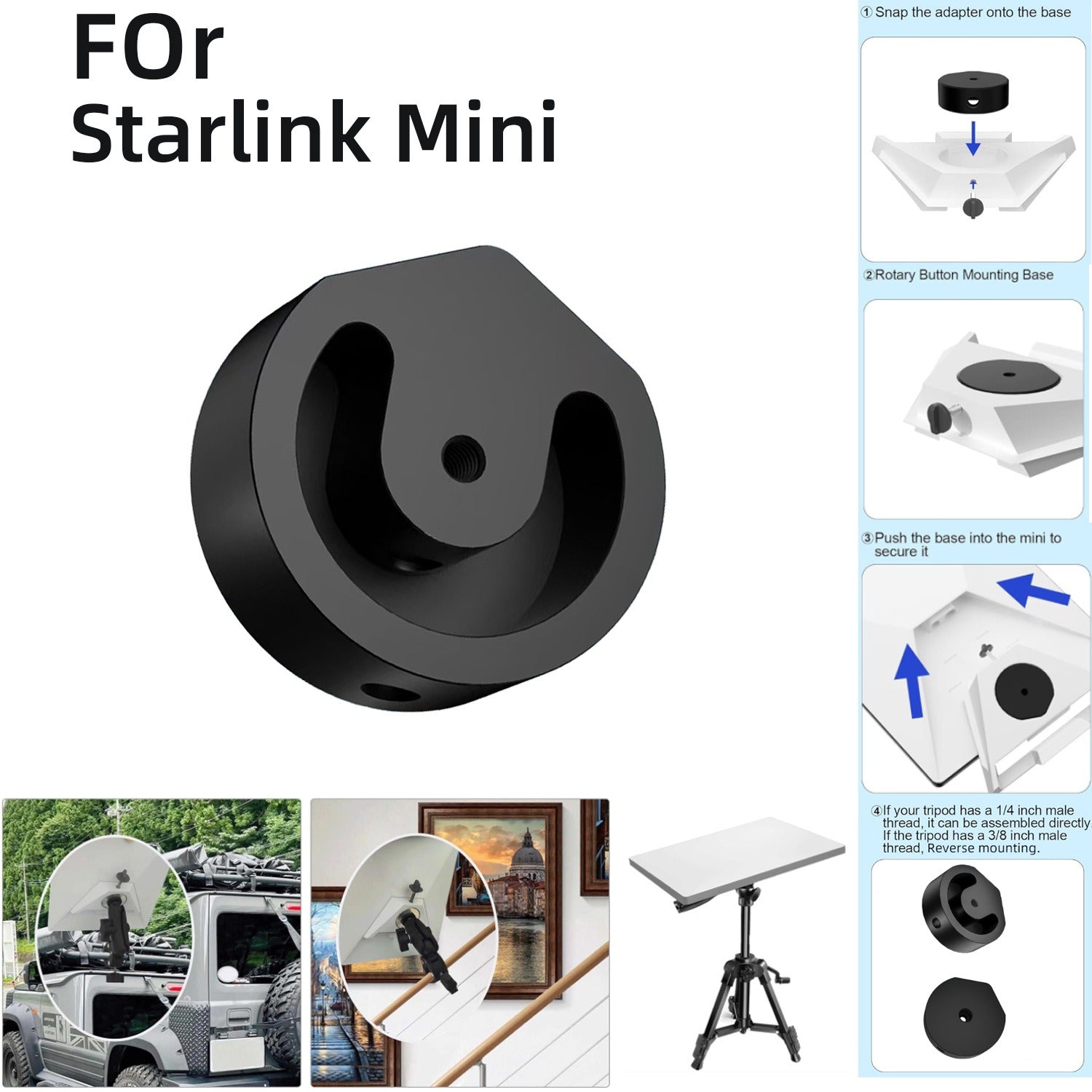 Aluminum Alloy Tripod Ball Head Adapter for Starlink Mini4 - Teskay