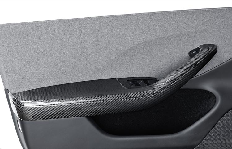 Real Dry Carbon Fiber Door Armrest Cover Overlays for Tesla Model 3 Highland - Teskay