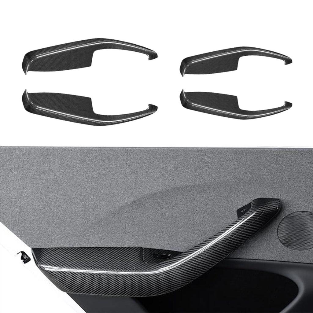 Real Dry Carbon Fiber Door Armrest Cover Overlays for Tesla Model 3 Highland - Teskay