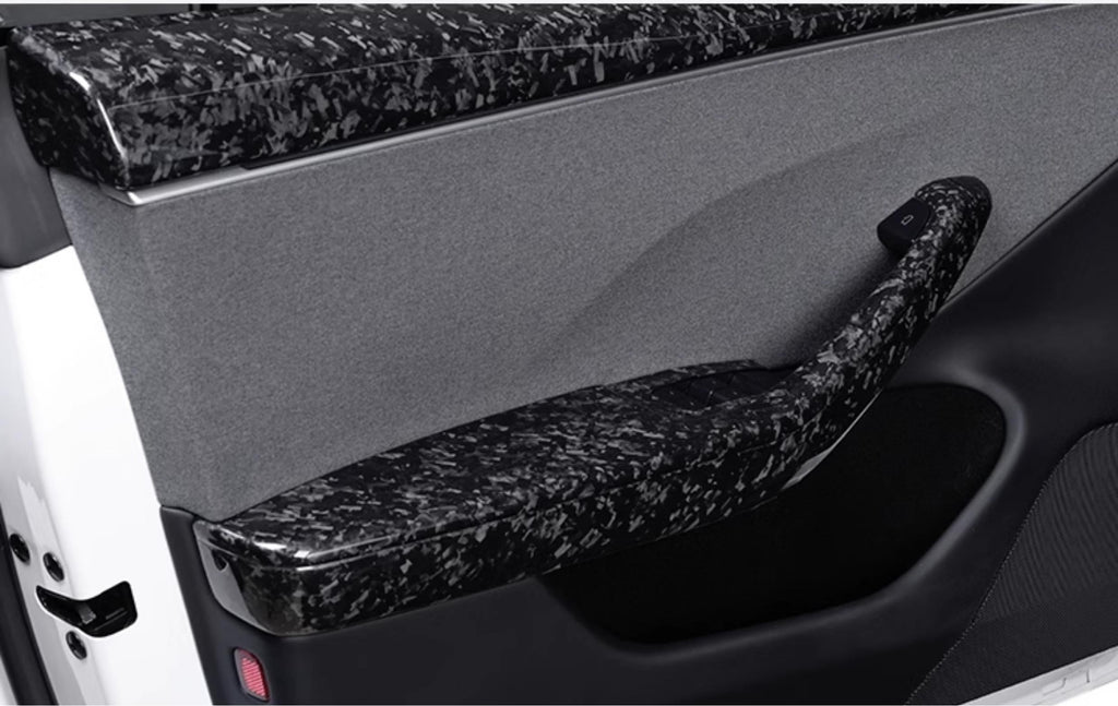 Real Dry Carbon Fiber Door Armrest Cover Overlays for Tesla Model 3 Highland - Teskay