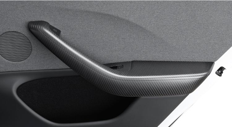 Real Dry Carbon Fiber Door Armrest Cover Overlays for Tesla Model 3 Highland - Teskay