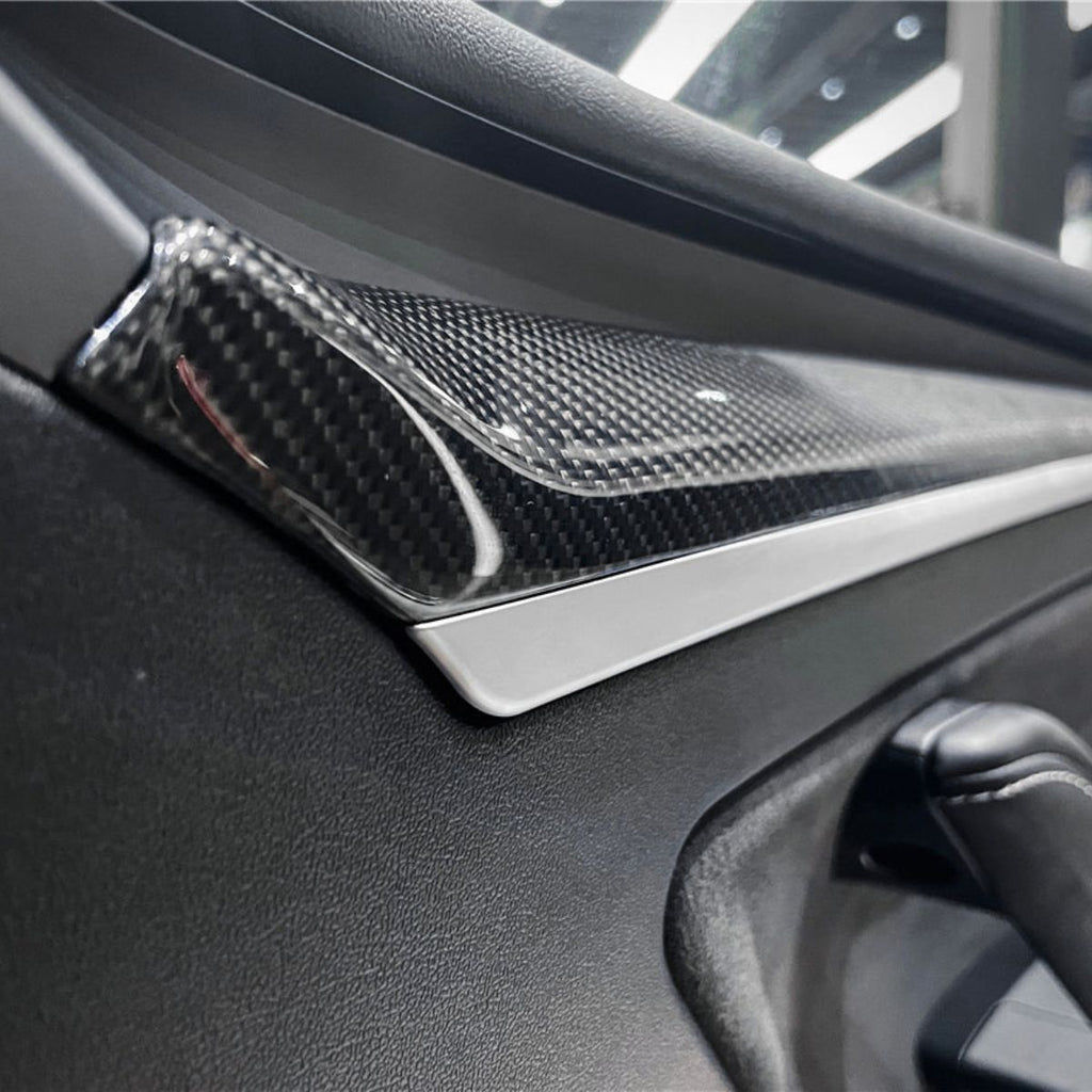 Repalcement Real Carbon Fiber Front Door Trim Panel  for Tesla Model 3 / Y 2021-2023 - Teskay